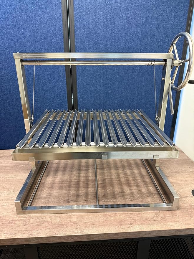 Santa Maria Grill Built in BBQ Cooking Grill -Argentine Barbecue V grate adjustable height- 30 inch by 24 inch base