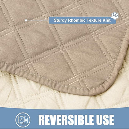 Smiry Waterproof Reversible Pet Couch Covers for Dogs | Pet Friendly, Soft Fabric, Washable Sofa Furniture Protector for Dogs Cat Kids, Checkered (30"x70", Taupe/Beige)