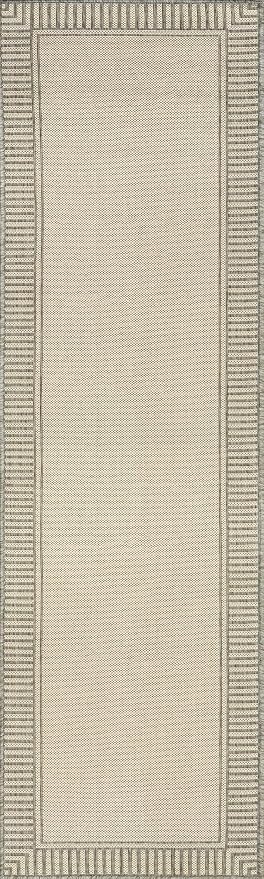 nuLOOM Asha Light Grey Bordered Indoor/Outdoor Runner Rug, 2' x 8'