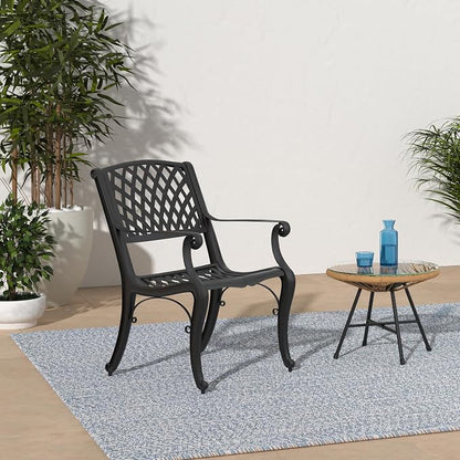 Oakland Living Modern Outdoor Mesh Cast Aluminum Black Patio Dining Chair