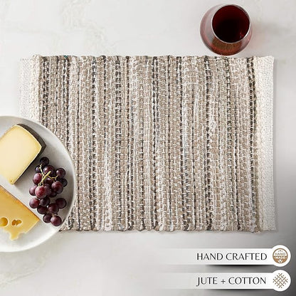 Hausattire Woven Table Placemats Set of 4 - Olive Green Christmas Jute Outdoor Table Mats for Kitchen Dining Decoration |Heat Resistant Farmhouse Dinner Spring Easter Placemat |13x19 Inch