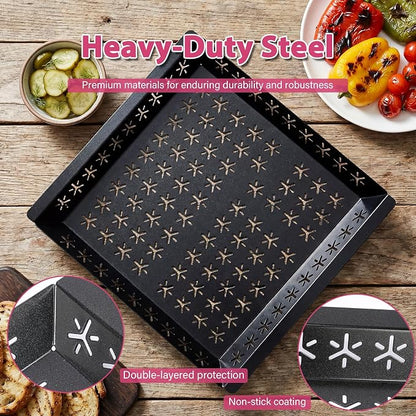 Vegetable Grill Basket for Outdoor Grill - 15.8"*15.8"Extra Large XXL Heavy-Duty Veggie Grilling Basket, Square, Non-stick Enamel Coating, Grilling Accessories for Grills and Vegetables