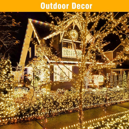 Nisocy 33FT LED String Lights Outdoor Waterproof – Warm White Fairy Lights with Plug, Connectable Christmas Tree Lights for Patio, Garden, Bedroom, Wedding, Party, Decor