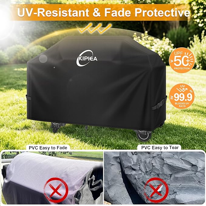Kipiea Heavy Duty Grill Cover for Traeger Ironwood XL/Timberline XL, 600D Oxford Wood Pellet Smoker Covers Waterproof & Windproof, Pellet BBQ Grill Cover for Outside Anti-UV, No Tear, No Fading