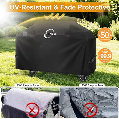 Kipiea Heavy Duty Grill Cover for Traeger Ironwood XL/Timberline XL, 600D Oxford Wood Pellet Smoker Covers Waterproof & Windproof, Pellet BBQ Grill Cover for Outside Anti-UV, No Tear, No Fading