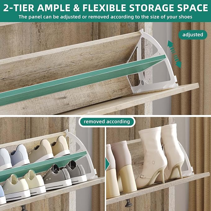 YITAHOME Shoe Cabinet with 2 Flip Drawers | Entryway Shoe Storage Cabinet with Open Shelves, Free Standing Hidden Shoe Rack Storage Organizer for
