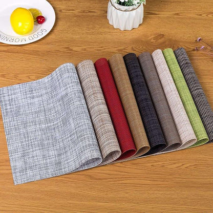 Zupro Placemats Set of 4 Washable Heat-Resistant Non Slip Braided Table Mats Woven PVC Vinyl Kitchen Dining Patio Table Place Mats for Dinner Parties BBQs Indoor and Ourdoor Use.18"x12"(Gray)