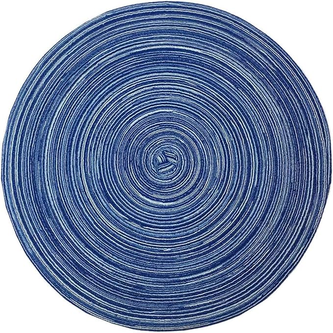 WAZAIGUR Red-A，Placemats,Round Placemats for Dining Table Set of 6 Woven Heat Resistant Non-Slip Kitchen Table Mats Diameter 14 inch(Blue)