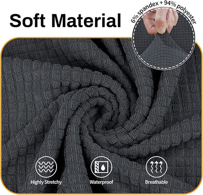 Asnomy Stretch Couch Covers for Sofa Washable, 3 Cushion Couch,Charcoal Ash | 1-Piece Sofa Covers(78"-94") 3-Seater Furniture Protector Soft Jacquard,Non-Slip Elastic Bottom For Dogs & Kids