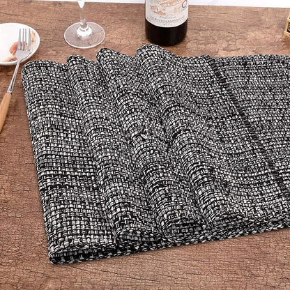 Urban Villa Set of 6 Blak Placemats for Dining Table 100% CottonPlacemats 14''x20'' Over Sized Tablemats Placemats Black/White Two Tone Tablemats for Family Dinners Wedding Parties Everyday Use