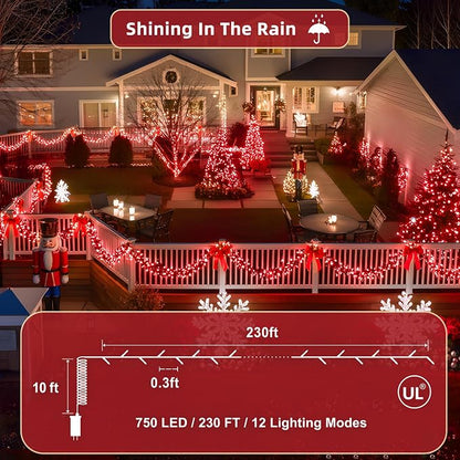 240FT Valentine Lights Outdoor, 750 LED Valentine Decoration Lights with 12 Modes & Timer Memory, Dimmable Plug in Waterproof Xmas Light for Yard Trees Wedding Party Holiday Valentine Decor