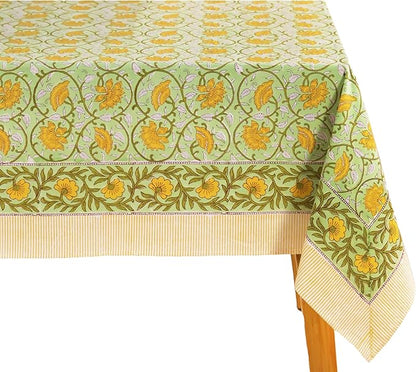 100% Cotton Hand Block Printed, Tablecloth for Kitchen, Dining, Table Cover for Parties, Chritmas, Weddings, Barbecues and Summer picnics Table Cloth