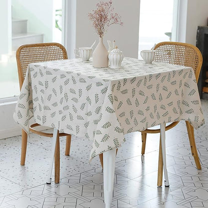 YiHomer Pastoral Square Tablecloth - 52 x 52 Inch Table Cloth - Washable Table Cover with Dust-Proof Wrinkle Resistant for Restaurant, Picnic, Bistro, Indoor and Outdoor Dining, Green Leaf