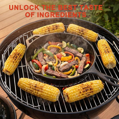 Elitzia 22 Inch Classic Kettle Charcoal Grill Portable Outdoor Round Enamel BBQ Grill with Removable Center Grate with Thermometer Chrome Plated Cooking Grid for Backyard Camp Patio Gathering ETBBQ03