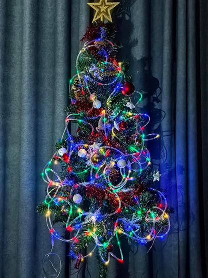 2Pack Solar Outdoor Garden Lights, Total 200LED Rope Decor Lights | Waterproof Auto On/Off with 8 Modes, Fairy Tree Rope Lights for Christmas Patio Garden Tree Wedding and Holiday Multicolor