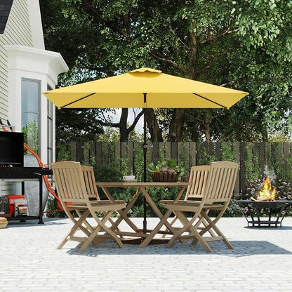 6.5' x 10' Rectangular Patio Umbrella Large Outdoor Market Umbrella w/UV Protection, Push Button Tilt and Crank Lift, Rectangle Table Umbrella for Garden, Deck, Pool, Patio, Sunshine Yellow