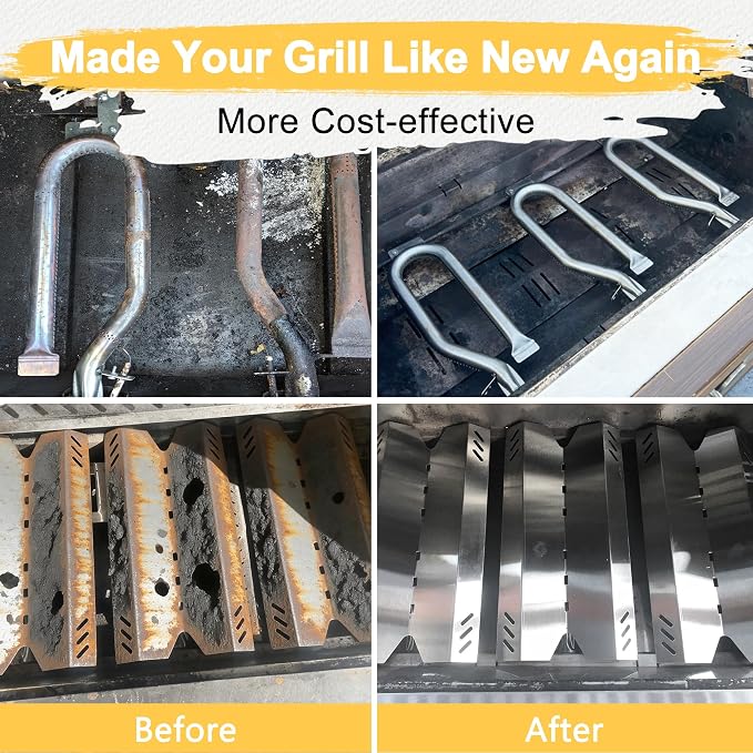 Grill Parts for Members Mark BQ05046-6 BQ05046-6-A BQ06042-1 BQ05046-6A, Stainless Steel Heat Plates, Burners and Grill Grates Replacement for Members Mark Gas Grill
