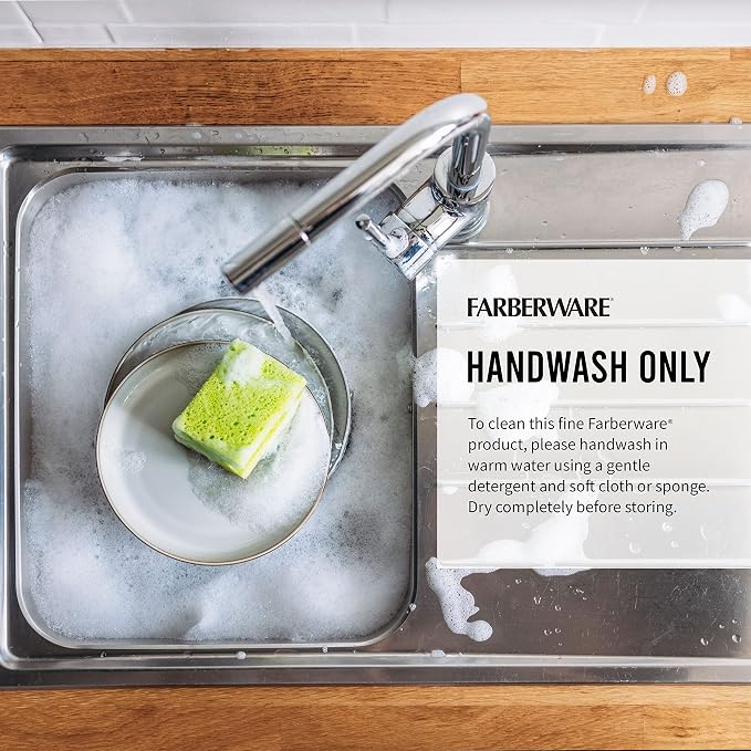 Farberware 15-Piece Kitchen Knife Set, High-Carbon Stainless Steel Blades with Wood Block, Steak Knives, Sharpening Tool & All-Purpose Shears, Razor Sharp, Ergonomic Stainless Steel Handles