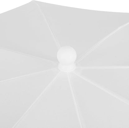 JONATHAN Y Mariner 6.5 ft. Solid Fringe Beach Umbrella, White/Black | Push-Button Tilt, UV 50 Protection, Matching Carry Bag, Iron Pole, Wind Vent, Scalloped Round Canopy