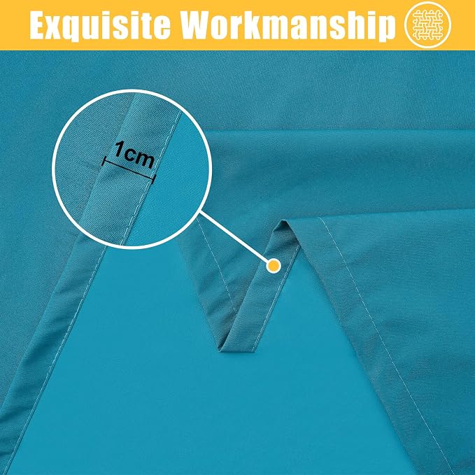 Rectangle Table Cloth, Waterproof Elastic Fitted Tablecloth for 8 Foot Folding Tables, Washable Polyester Tablecloths for Picnic, Camping, Outdoor (Teal, 30"x96")