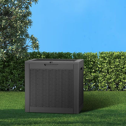Vixzen 31 Gallon Outdoor Storage Box Waterproof, Lockable Outdoor Deck Box for Patio Cushions, Garden Tools, Pool Supplies (Black, 31 Gallon)