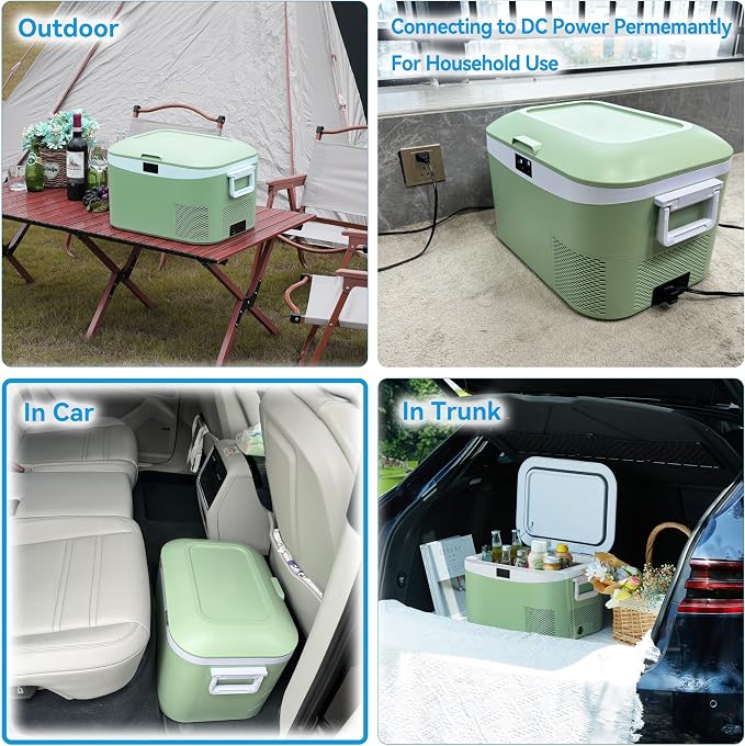 Megiu 12 Volt Refrigerator Portable Car Freezer 13.5 Quart (12.8 Liter) Compressor Cooler 12V/24V DC 110～240 Volt AC for Truck Van RV Camper SUV Boat Travel Camping Road Trips Tailgating -18℃~+15℃