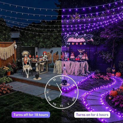 JMEXSUSS 99Ft Purple Halloween Lights, 300 LED Purple Christmas Lights | Purple Lights Indoor Outdoor Clear Wire for Yard Tree Xmas Spooky Halloween Party Decor (Non-Connectable)