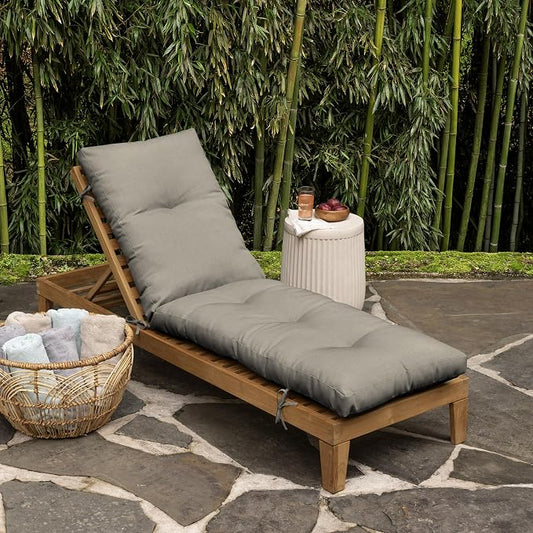 Arden Outdoor Tufted Chaise Cushion, earthFIBER, 22x76, Taupe | Plush Comfort, Modern Tuft, Lounge Cushion, Rain-Proof, Fade Resistant, Cushion for Chaise Lounger, Mold and Mildew Resistant