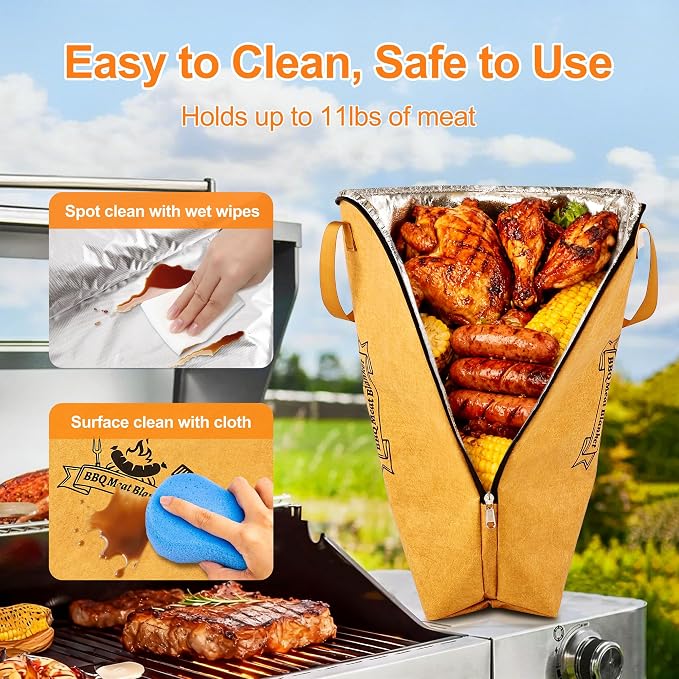 DY DECENT FAMILY BBQ Blanket for Resting Meat with Squeeze Bottle & Meat Press - Meat Resting Blanket for Brisket, Pork, Steak, Turkey - Grill Blanket for Outdoor Grill - Ideal BBQ Gift for Men Dad