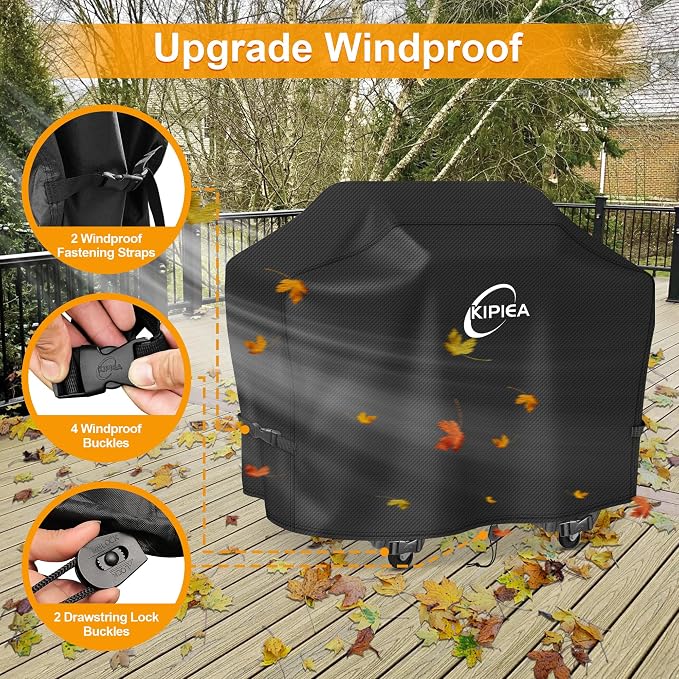 600D Heavy Duty Pellet Grill Cover for Camp Chef Woodwind Pro 24 & Woodwind 24, Waterproof Wood Pellet Smoker Cover with Windproof Buckles, UV Resistant, No Tear, No Fading