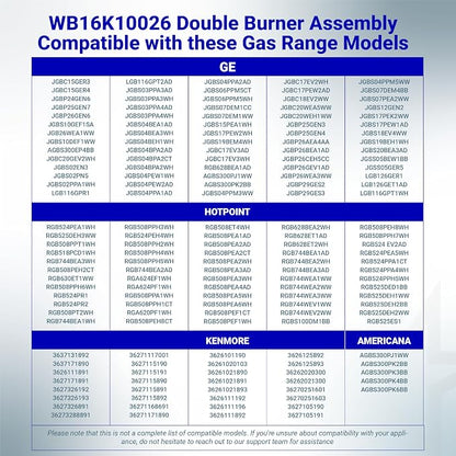 BlueStars WB16K10026 WB29K17 Double Burner Assembly Replacement - Compatible with G.E Kenmore Hot.point Ranges - Replaces 868697 AP2633210 WB16K10003 65932 PS232404 - PACK OF 2