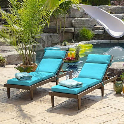 Arden Outdoor Chaise Cushion, 21 in x 72 in, Weather-Proof, Rain-Proof, Fade Resistant Patio Cushion for Chaise Lounger Pool Blue Leala | Lounge Cushion, Weather-Proof, Rain-Proof, Fade Resistant for Chaise Lounger, Mold and Mildew Resistant