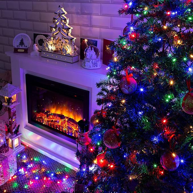 Dazzle Bright 132FT 400 LED Christmas Lights, Christmas String Lights Plug in with 8 Modes, Waterproof Christmas Decorations for Xmas Indoor Outdoor Party Home Tree Decor, Multi-Colored