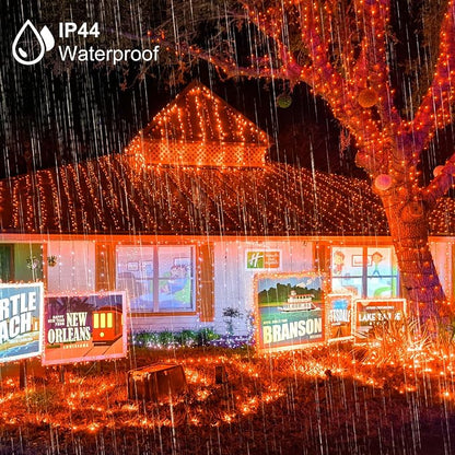 weillsnow 500 LED Halloween String Lights,164 FT Twinkle Lights Waterproof | Orange, 8 Modes, Plug in, Timer & Memory Function, for Halloween Party Garden and Home Decor, Indoor&Outdoor Use