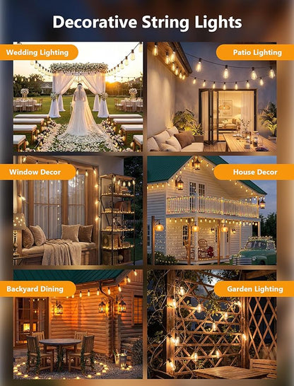 20FT LED Outdoor String Lights,Edison Lights Outdoor String with 22 Shatterproof ST40 Vintage Edison Bulbs,Outside Lights Waterproof for Outside Backyard Porch,Garden,Black