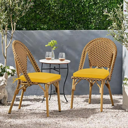 HARBOREST Outdoor Chair Cushions Set of 2, Water Resistant Patio Chair Cushions with Ties, Outdoor Seat Cushions for Patio Furniture, 17"x16"x2", Yellow