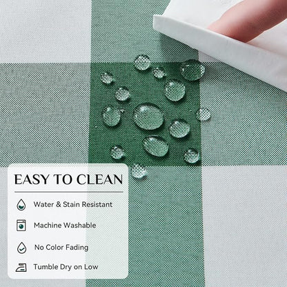 Softalker Spring Checkered Tablecloth Rectangle - Outdoor Waterproof Buffalo Plaid Table Cloth, Stain Resistant Gingham Table Cover for Picnic, Camping, Easter - Hunter Green and White, 54 x 78 Inch