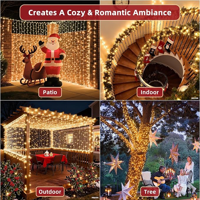 470FT Christmas Lights Outdoor,1500 LED Christmas Tree Decoration Lights with 12 Modes & Timer Memory, Dimmable Plug In Waterproof LED Xmas Light for Yard Trees Halloween Party Holiday Warm White