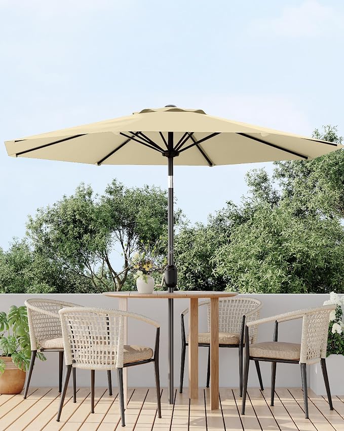 GarveeLife 9 ft Patio Umbrella, Outdoor Table Market Umbrella