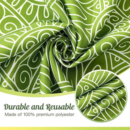UMINEUX 60" Outdoor Round Tablecloth with Umbrella Hole and Zipper | Spring/Summer Waterproof Round Patio Table Cover for Picnic/BBQ/Garden, Green Circle