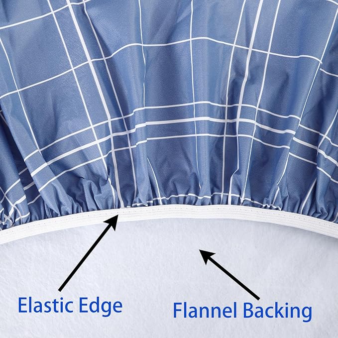 Walrus Round Vinyl Fitted Tablecloth with Flannel Backing Elastic Edge Design Table Cover Waterproof Oil-Proof PVC Table Cloth Stain-Resistant Best for 37"-44" Round