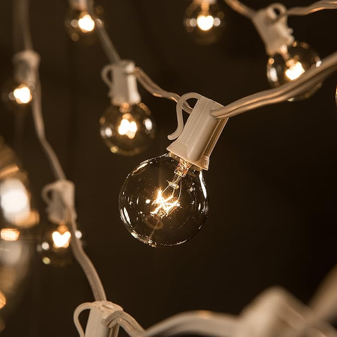 Hometown Evolution, Inc. 10 Foot Globe String Lights (10 Foot, G40 Clear - White Wire - 1.6" 5 Watt Bulbs)