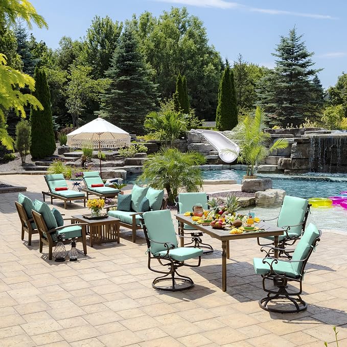 Arden Outdoor Chaise Cushion, 22 x 77, Rain-Proof, Fade Resistant Aqua Leala | Lounge Cushion, Rain-Proof, Fade Resistant, Mold and Mildew Resistant