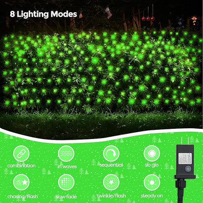 WBao Christmas Net Lights, 360LED 11.5ft x 6.9ft Christmas Lights with 8 Modes, Timer, End to End Connectable, Waterproof Design for Lawn, Bushes, Trees Outdoor Xmas Decorations, Green