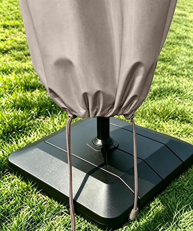 Patio Umbrella Cover for 12FT to 14FT Offset Umbrella, Water Resistant, Curved Cantilever and Straight Pole Parasol Outdoor Umbrellas Cover with Zipper and Rod