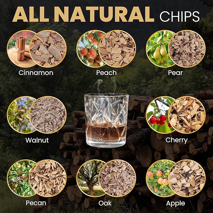 Oak Wood Chips for Cocktail Smoker/Whiskey/Bourbon/Old Fashioned Drinks - Kiln Dried Sawdust Shavings for Cocktail Smoking Guns, Smokers, Smoke Box, BBQ - 5oz Gift Bag with Spoon By G&J's Finest