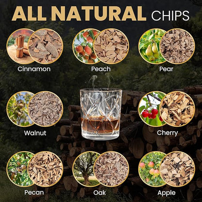 Oak Wood Chips for Cocktail Smoker/Whiskey/Bourbon/Old Fashioned Drinks - Kiln Dried Sawdust Shavings for Cocktail Smoking Guns, Smokers, Smoke Box, BBQ - 5oz Gift Bag with Spoon By G&J's Finest