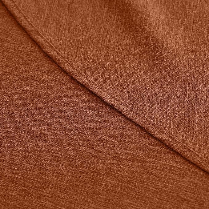 Decorelia Fall Round Tablecloth 60 Inch for Indoor/Outdoor, Burnt Orange | Farmhouse Harvest Thanksgiving Faux Linen Washable Table Cloth Cover for Party Dining & Kitchen Table Decor