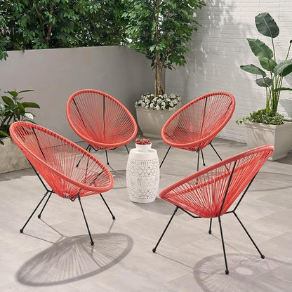 Christopher Knight Home Outdoor Hammock Weave Chair with Steel Frame (Set of 4) - Orange and Black