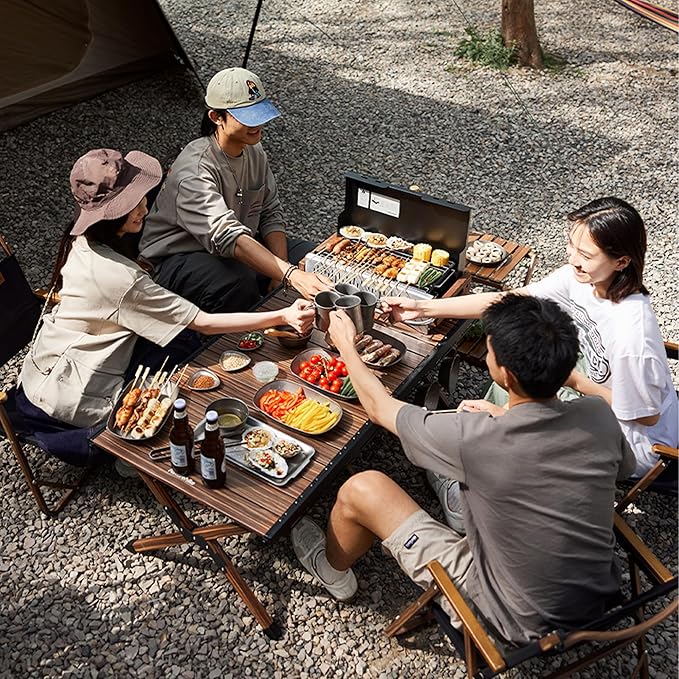 Naturehike Upgraded Portable Charcoal Grill - Folding Barbecue Grill for Camping, Compact Small Desk Tabletop Grill, Lightweight for Outdoor Cooking, Picnic, Backyard Garden Beach